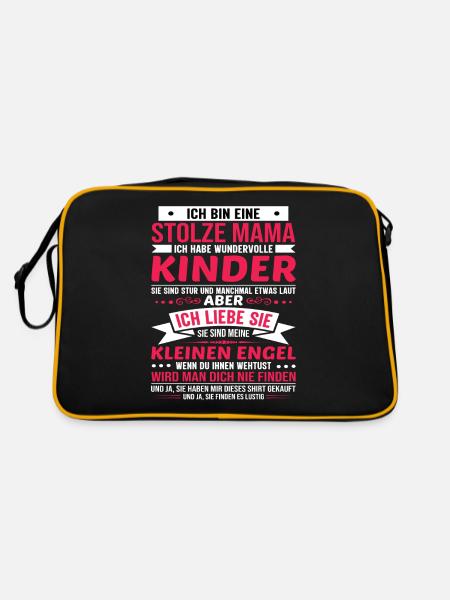 Mama Stolze Mama Mutter Geburtstag Muttertag - Retro Tasche - Schwarz/Gold - Hinten