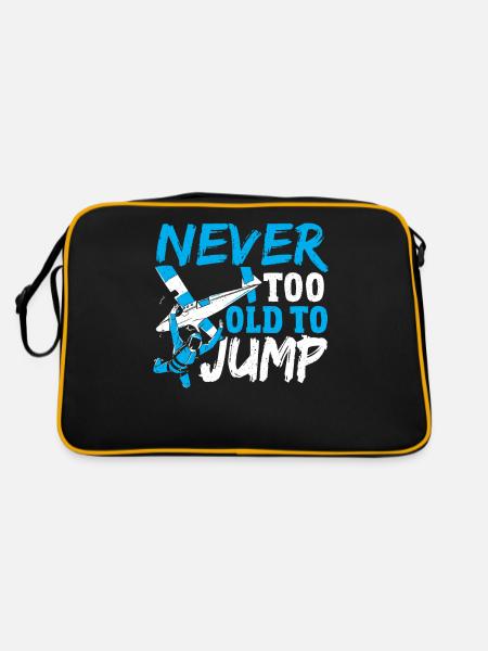 Never Too Old To Jump Skydiving Parachuting - Retro Bag - black/gold - Back