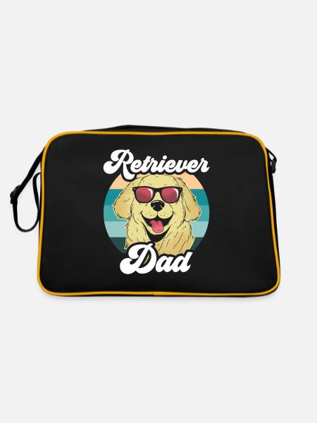 Retriever Papa Retrievers Pet Sayings Dog - Retro Bag - black/gold - Back