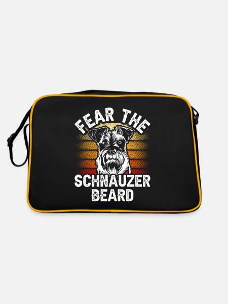 Fürchte Den Schnauzer Bart Sprüche Hund Schnauzers - Retro Tasche - Schwarz/Gold - Hinten