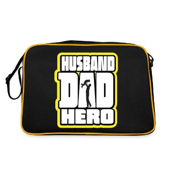 Ehemann Papa Held Retro - Retro Tasche - Schwarz/Gold - Hinten