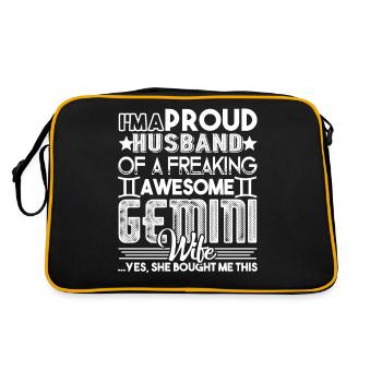 Gemini Proud Husband Of Awesome Gemini Wife - Retro Bag - black/gold - Back