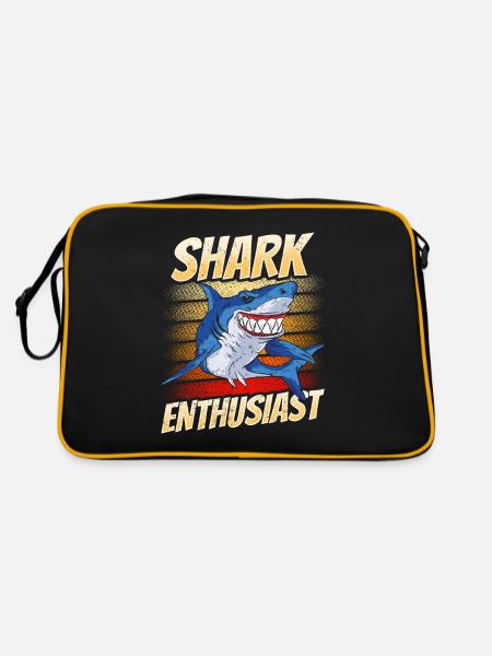 Shark Enthusiast Shark Tooth Shark Shark Diving Sharks - Retro Bag - black/gold - Back