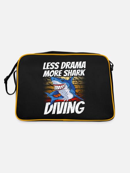 Less Drama More Shark Diving Shark Diving Sharks - Retro Bag - black/gold - Back