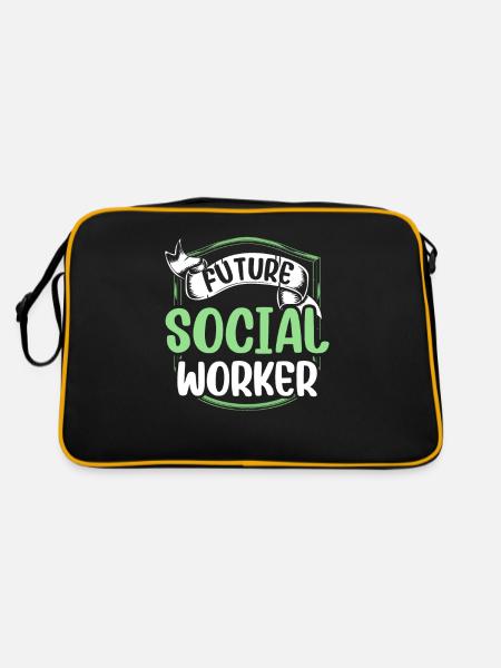Future Social Worker Profession Social Worker - Retro Bag - black/gold - Back