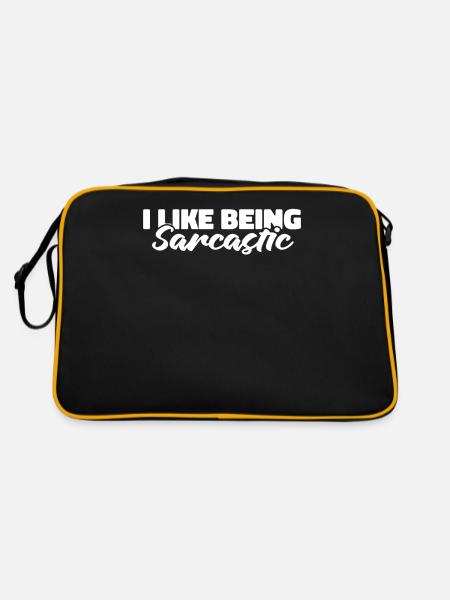 Schwarzer Humor Sarkasmus - Retro Tasche - Schwarz/Gold - Hinten