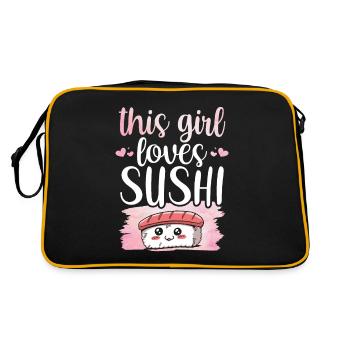 Dieses Mädchen Liebt Sushi Fan Essen Liebhaber - Retro Tasche - Schwarz/Gold - Hinten