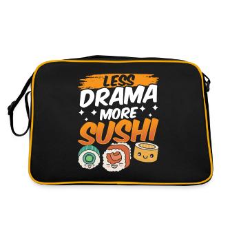 Weniger Drama Mehr Sushi Fan Liebhaber Essen - Retro Tasche - Schwarz/Gold - Hinten
