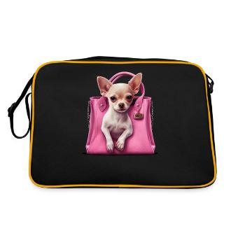 Pink Chihuahua | Rosa Handtasche Welpe Girlie - Retro Tasche - Schwarz/Gold - Hinten