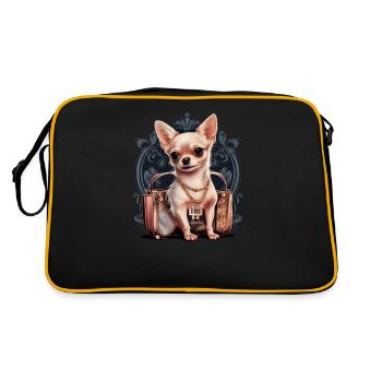 Pink Chihuahua | Rosa Handtasche Welpe Girlie - Retro Tasche - Schwarz/Gold - Hinten