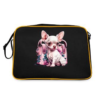 Pink Chihuahua | Rosa Handtasche Welpe Girlie - Retro Tasche - Schwarz/Gold - Hinten