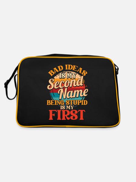 Schwarzer Humor - Retro Tasche - Schwarz/Gold - Hinten