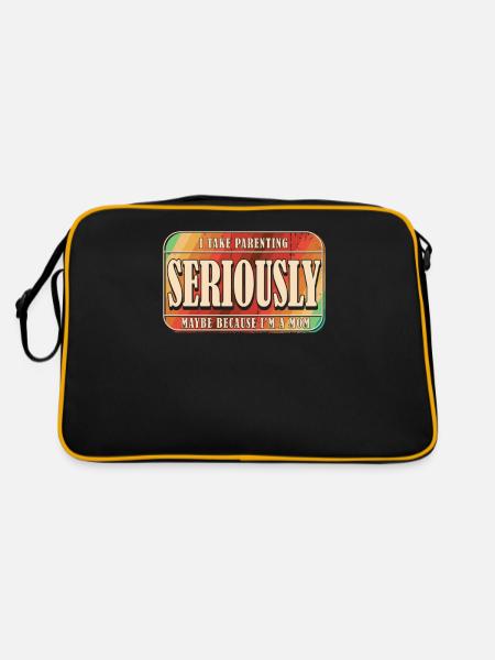 Schwarzer Humor Erziehung - Retro Tasche - Schwarz/Gold