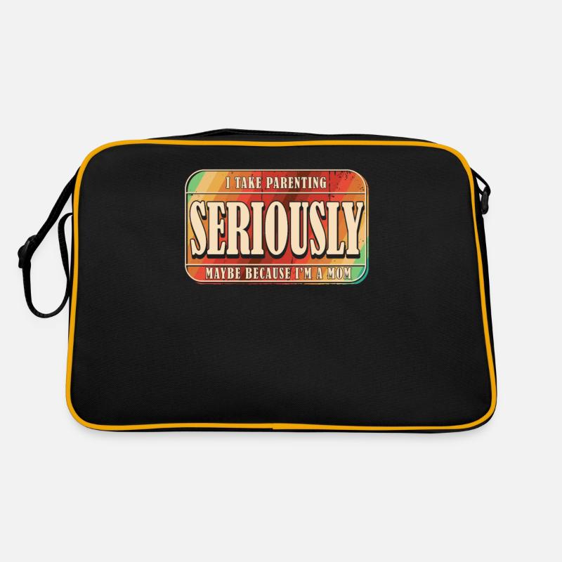Schwarzer Humor Erziehung - Retro Tasche - Schwarz/Gold
