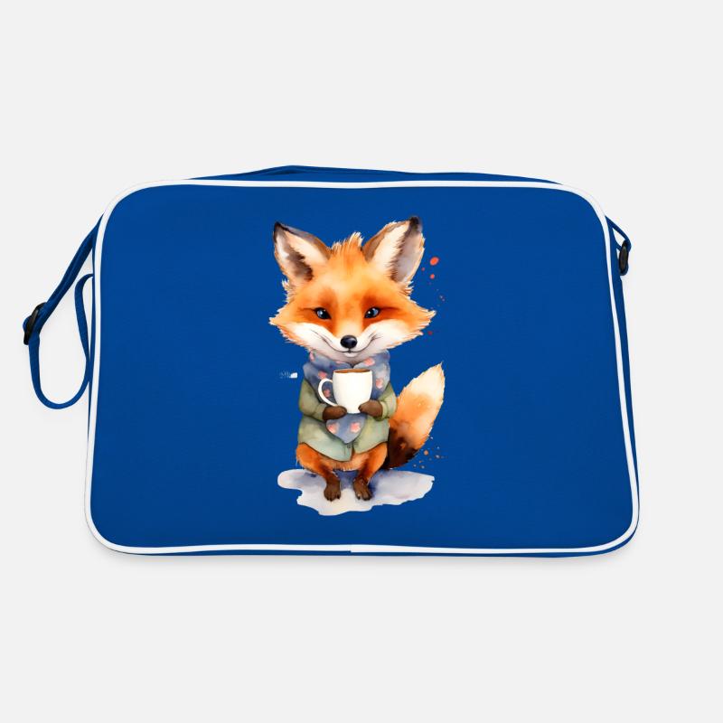Renard avec style aquarelle café Sac Retro