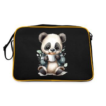 Koala with coffee watercolor style - Retro Bag - black/gold - Back