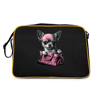 Pink Chihuahua | Rosa Handtasche Welpe Girlie - Retro Tasche - Schwarz/Gold - Hinten