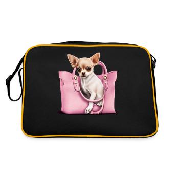 Pink Chihuahua | Rosa Handtasche Welpe Girlie - Retro Tasche - Schwarz/Gold - Hinten