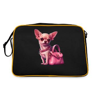 Pink Chihuahua | Rosa Handtasche Welpe Girlie - Retro Tasche - Schwarz/Gold - Hinten
