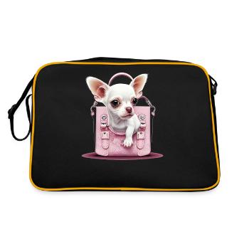 Pink Chihuahua | Rosa Handtasche Welpe Girlie - Retro Tasche - Schwarz/Gold - Hinten