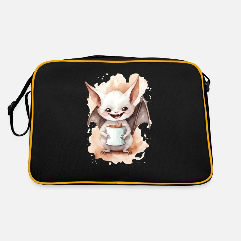 Chauve-souris blanche avec style aquarelle café Sac Retro