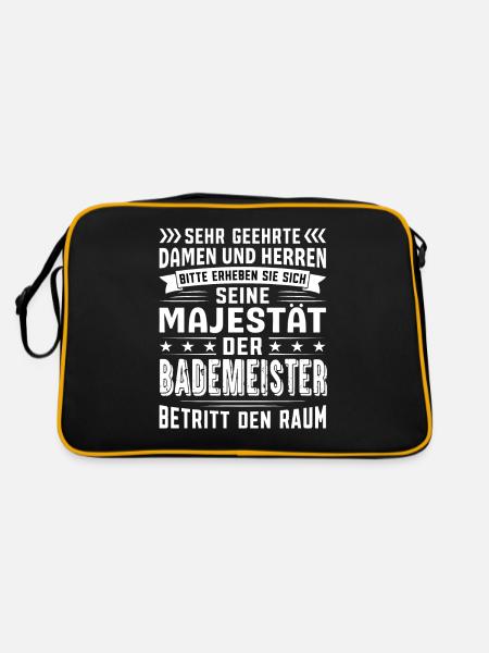Bademeister Geburtstag Bademeister Sprüche - Retro Tasche - Schwarz/Gold - Hinten