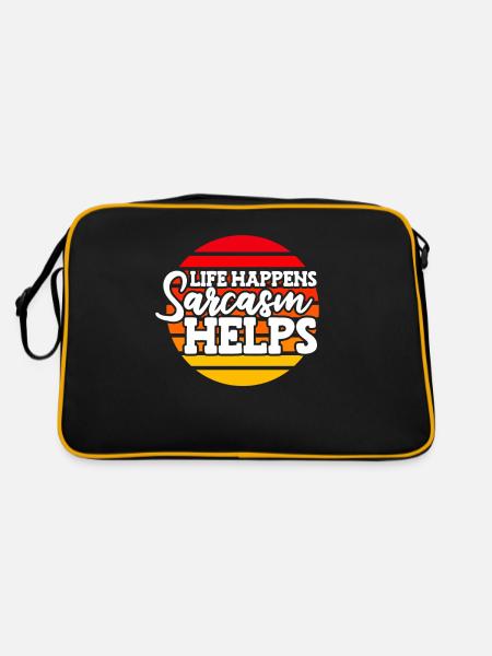 Schwarzer Humor - Retro Tasche - Schwarz/Gold - Hinten