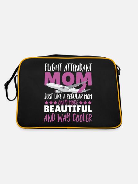 Flight Attendant Mom Genau wie eine normale Mom - Retro Tasche - Schwarz/Gold - Hinten