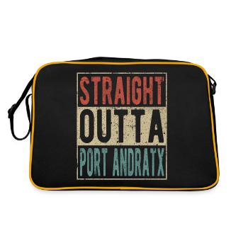Straight Outta Port Andratx Spruch - Retro Tasche - Schwarz/Gold - Hinten