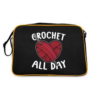 Crochet Crochet Toute la Journée Tricoter Crochet Amoureux - Sac Retro - noir/or - Dos