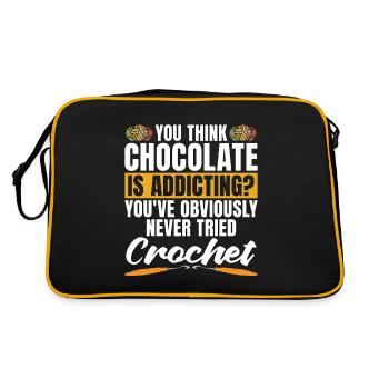 Crocheting You Think Chocolate Is Needlework Lover - Retro Bag - black/gold - Back