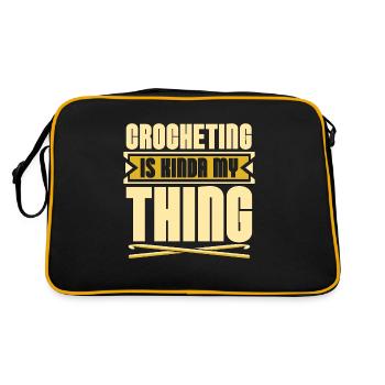 Crocheting Is Kinda My Thing Needlework Knitting - Retro Bag - black/gold - Back
