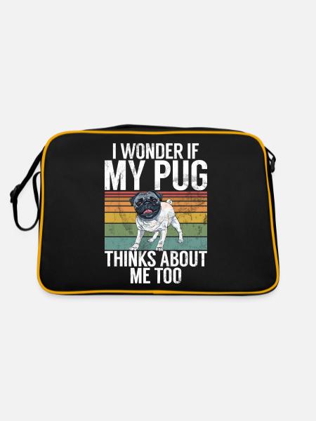 Pug Gifts for Pug Lovers - Retro Tasche - Schwarz/Gold - Hinten