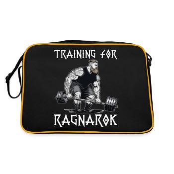 Provokantes Wikingermotiv Nordische Mythologie - Retro Tasche - Schwarz/Gold - Hinten