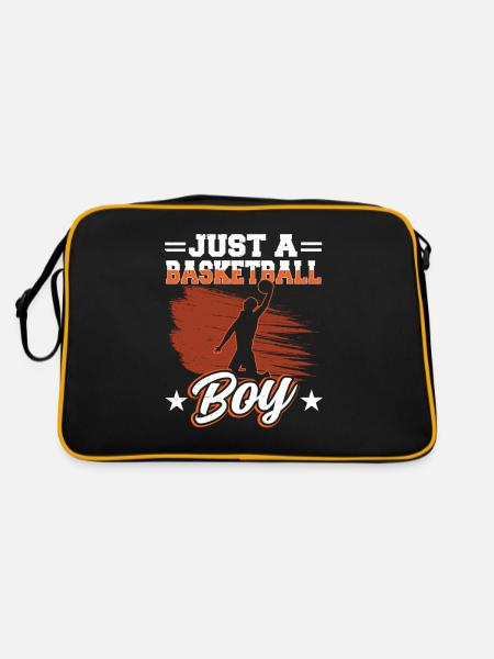 Nur Ein Basketball Junge Basketballspieler Team - Retro Tasche - Schwarz/Gold - Hinten