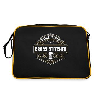 Cross Stitch Full Time Cross Stitcher Stitching - Retro Bag - black/gold - Back