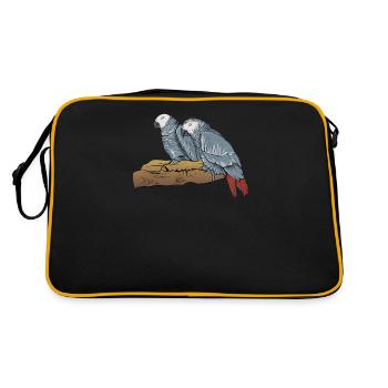 Motif de perroquet gris I pour porte-oiseau - Sac Retro - noir/or - Dos