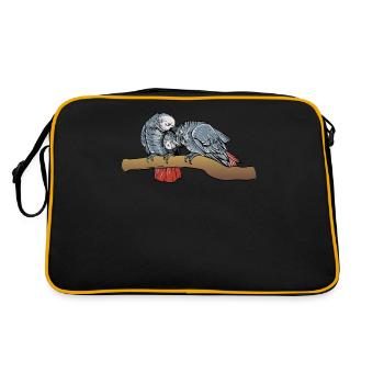 Motif de perroquet gris I pour porte-oiseau - Sac Retro - noir/or - Dos