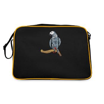 Grey Parrot I Parrot Motif for Bird Holder - Retro Bag - black/gold - Back