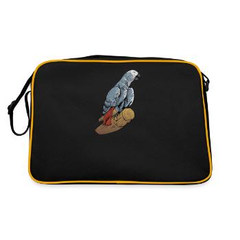 Motif de perroquet gris I pour porte-oiseau - Sac Retro - noir/or - Dos
