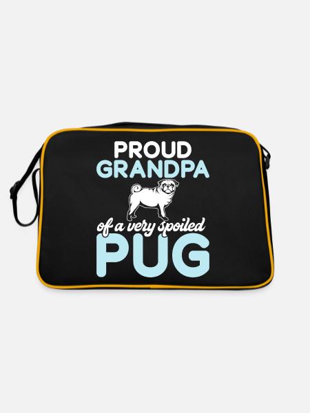 Pug Gifts for Pug Lovers - Retro Bag - black/gold - Back
