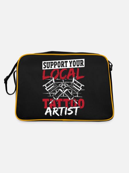 Support Your Local Tattoo Artist Tattooist Tat - Retro Bag - black/gold - Back