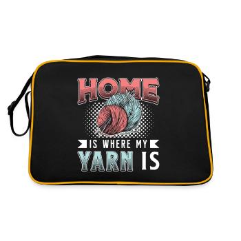 Crocheting Home Is Where My Yarn Is Needlework - Retro Bag - black/gold - Back