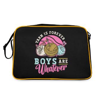Crocheting Yarn Is Forever Boys Are Needlework - Retro Bag - black/gold - Back