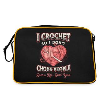 I Crochet So I Don't Choke People Yarn Needlework - Retro Bag - black/gold - Back