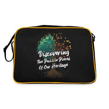Genealogie Spruch - Retro Tasche - Schwarz/Gold - Hinten
