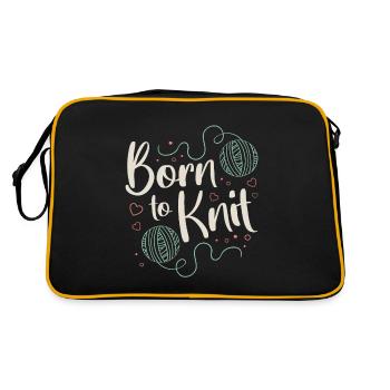 Crocheting Born To Knit Needlework Crochet Lover - Retro Bag - black/gold - Back