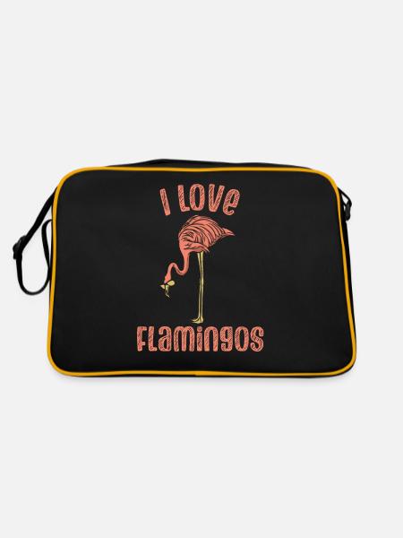J’adore les flamants roses mignons dictons d’animaux flamants roses - Sac Retro - noir/or - Dos