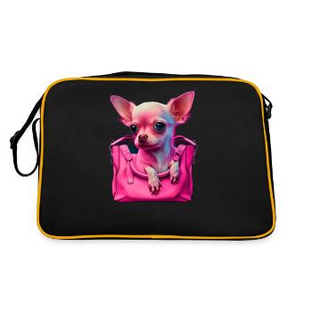 Pink Chihuahua | Rosa Handtasche Welpe Girlie - Retro Tasche - Schwarz/Gold - Hinten
