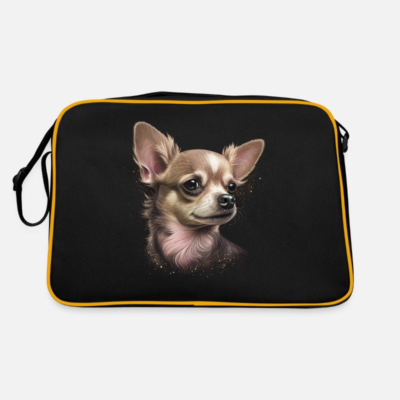 Chihuahua | Pretty Pink Rosa Mädchen Hunde Mama - Retro Tasche - Schwarz/Gold